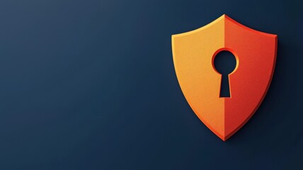 A vibrant orange shield with a keyhole symbolizes security and protection against threats in a modern digital world.