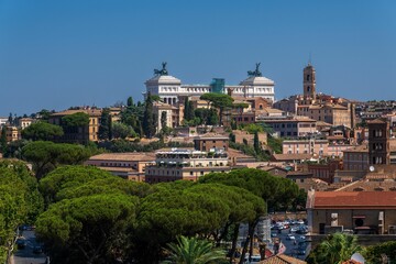 Panoramic view of Rome with Vittoriano monument