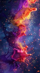 Explosive Cosmic Eruption of Vibrant and Dynamic Celestial Radiance in the Depths of the Universe  Intense and mesmerizing abstract cosmic landscape filled with swirling flames glowing energy