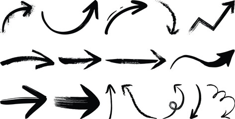 Brush drawn arrow set collection