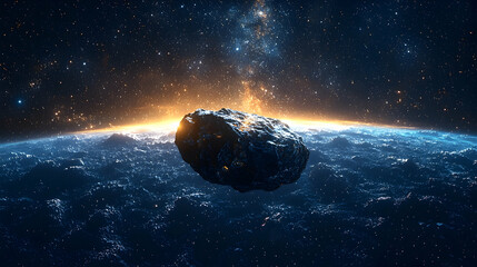 Asteroid Impact Illustration - Space Rock Colliding With Planet © payula