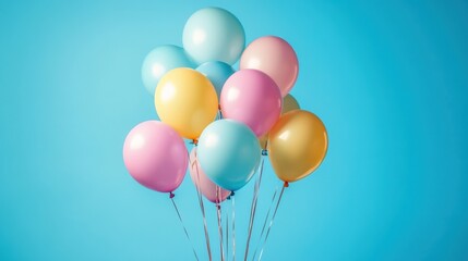 Pastel Color Birthday Party Balloons Floating in the Air