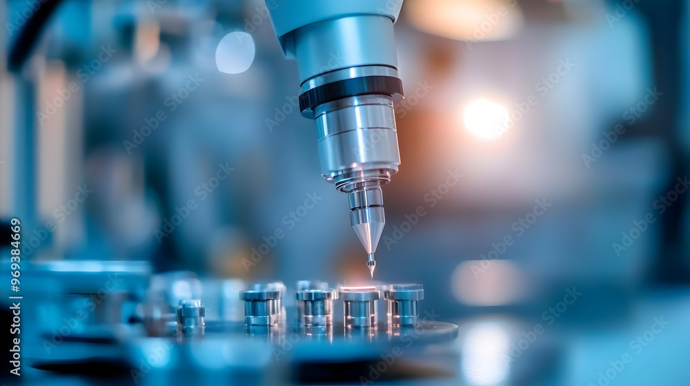 Poster automated industrial control robot conducting stress tests in laboratory
