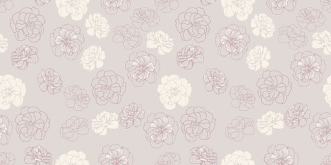 Pastel seamless pattern with abstract artistic shapes buttercups, pansies flowers on a light background. Creative stylized floral print. Vector hand drawn. Fashionable nature ornament for designs