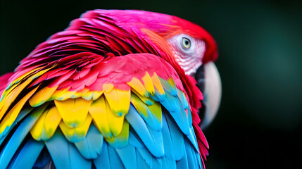 Fototapeta premium The Flamboyant Feathers Scarlet Macaw. Photo