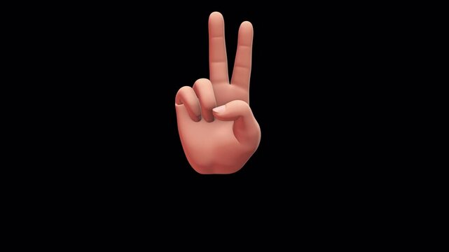 Two hand's finger appears on screen and out of frame on alpha channel background.