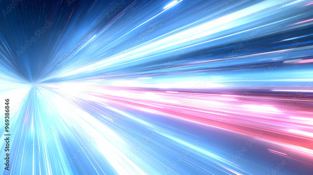 Poster a dynamic burst of light representing speed and motion through vibrant colors.