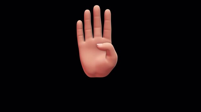 Four hand's finger appears on screen and out of frame on alpha channel background.
