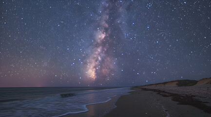 Milky Way Galaxy Over Sandy Beach - Night Sky Photography