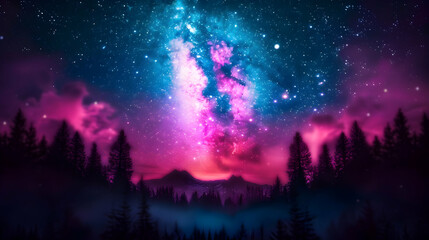 The Night Sky With Stars Above Mountain