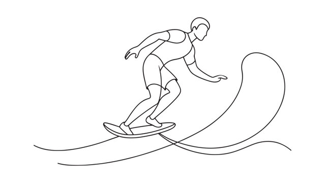 recommend clip art: Surfers continuous line art isolated on white background.