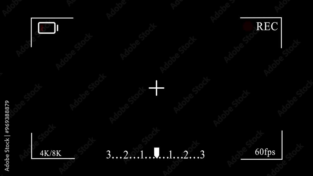 Poster recording video screen animation with chroma key and black background for video camera interface.