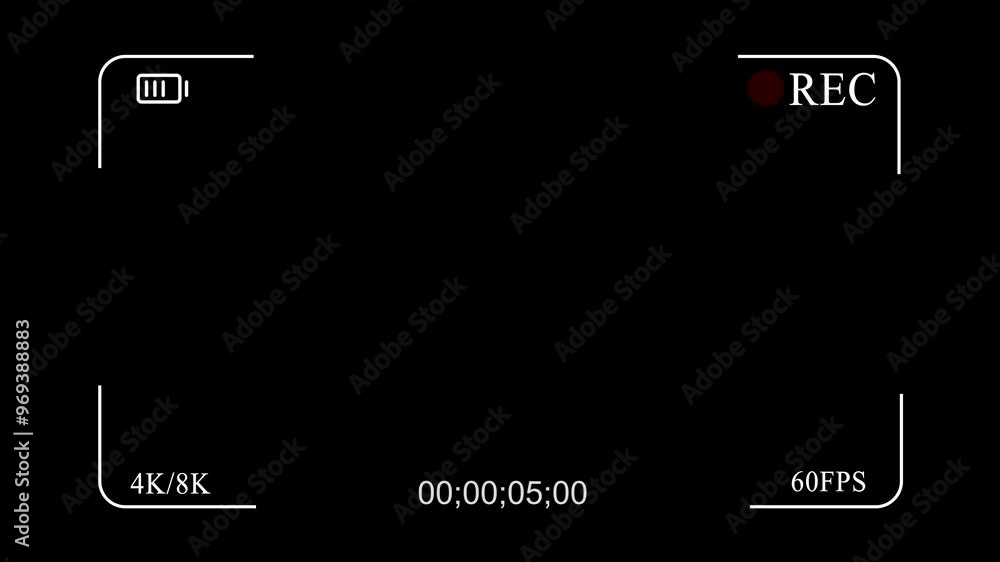 Poster camera viewfinder recording display with digital screen and photo camera frame overlay.