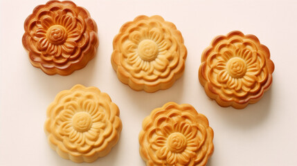 Chinese mooncakes.  Mid Autumn celebration, Happy Chinese translation Mid Autumn festival.