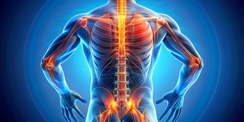 Human Lower Back Showing Muscle Spasms and Lumbar Discomfort