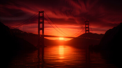 Obraz premium The Golden Gate Bridge The Distance The Sun