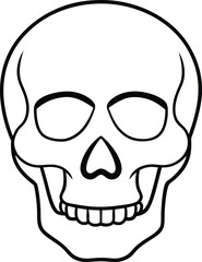 Skulls collection with outline vector art, cut out style in front view, hand hrawn skull head design template.