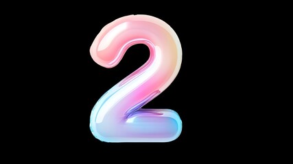 Fototapeta premium Milky Silky Gradient Numbers 2 on White Background.