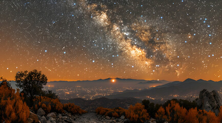 Fototapeta premium Milky Way Over Mountain Range Night Photography