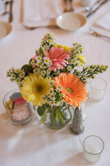 bouquet of flowers in glass vase