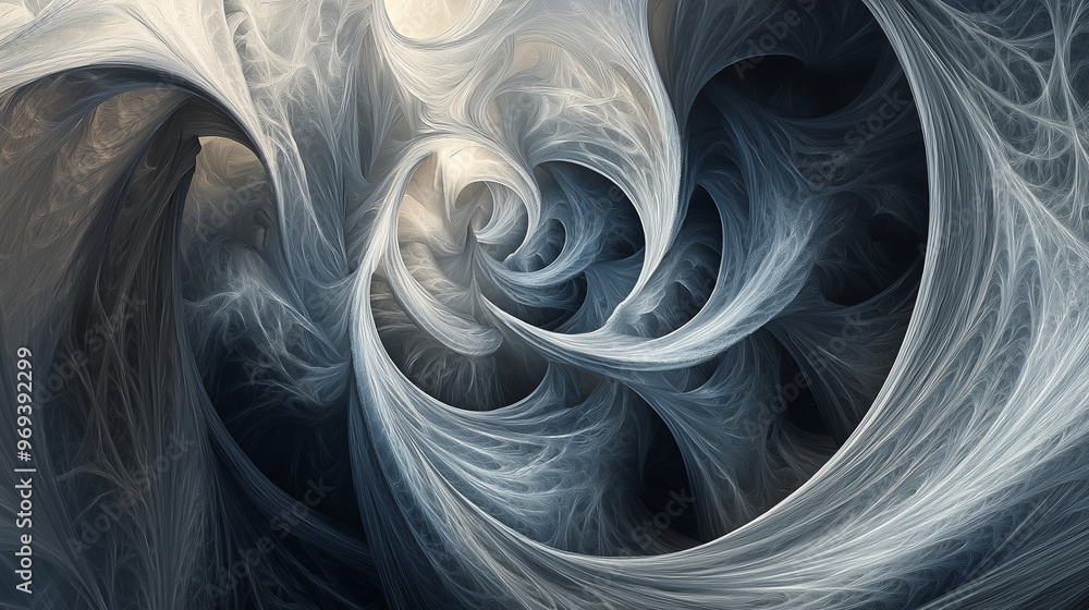 Poster a dynamic and abstract swirl of flowing lines and curves. these lines are intricately intertwined, c