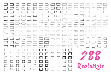 Vector rectangle object. Creative brush line shape. Rectangle frame set.