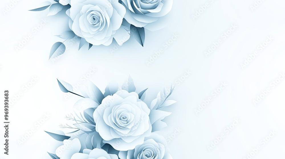 Poster this design features a collection of delicate 3d paper white roses and floral elements, creating a t