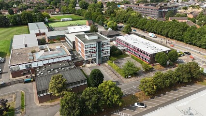 Fototapeta premium Aerial view of Sir Henry Floyd Grammar School, Aylesbury