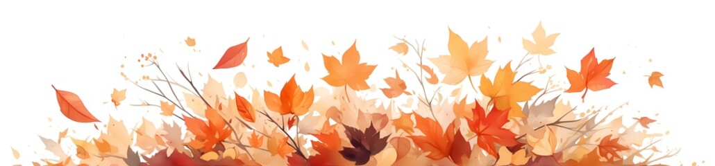 Obraz premium Watercolor Illustration of Autumn Leaves Falling and Scattered on Transparent Background