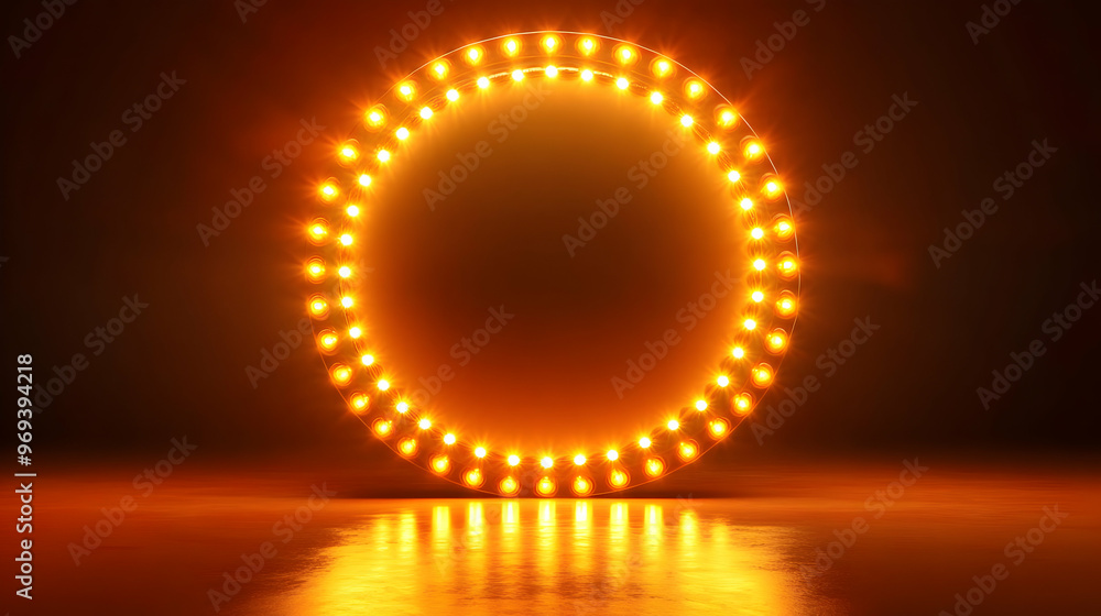 Poster a glowing circular light display against a dark background, creating an inviting ambiance.