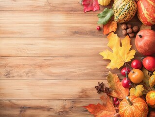 Thanksgiving promotion featuring a rustic harvest theme Warm tones and seasonal elements emphasize gratitude and celebration, ideal for banners, flyers, or email campaigns