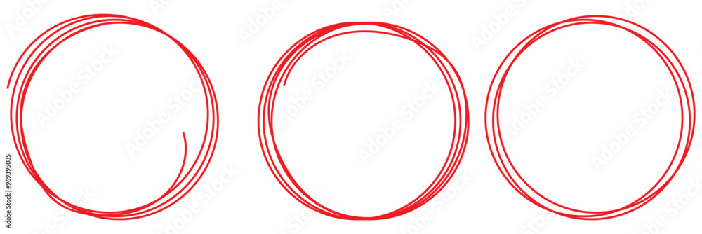 Poster hand drawn line circle sketch set. doodle circles collection. scribble round shape. banner circle fr