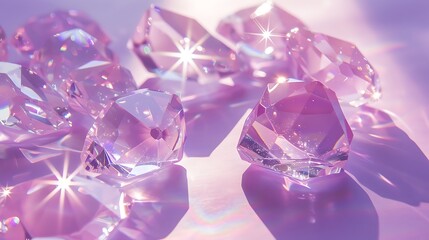 Knowledge jewels set in soothing sun light on a violet surface