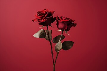Obraz premium Roses flower petal plant on the red background