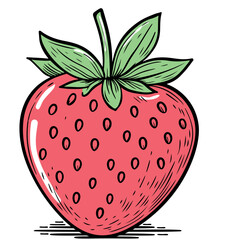 Obraz premium A strawberry and green leaves