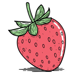 A strawberry and green leaves