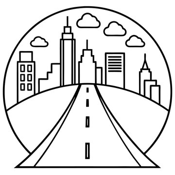 recommend clip art: city road outline coloring book page line art drawing