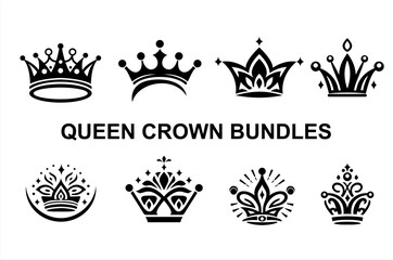 Unique Simple Queen Crown Bundles Logo Template for Beauty Cosmetic, Skincare, Salon, Woman Boutique Fashion Company