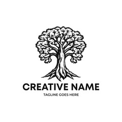 Obraz premium Abstract vibrant tree logo design, root vector - Tree of life logo design inspiration isolated on white background. editable tree logo design.