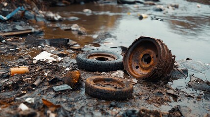 Pollution and Debris in a River