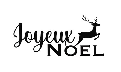 Fototapeta premium vecteur texte joyeux Noel avec un renne qui s'envole 