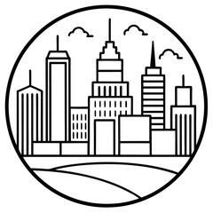 city view outline coloring book page line art drawing