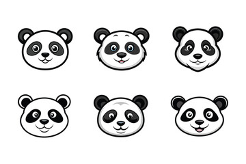Panda head vector line art illustration