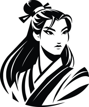 Black and White Illustration of Legendary Hero Mulan