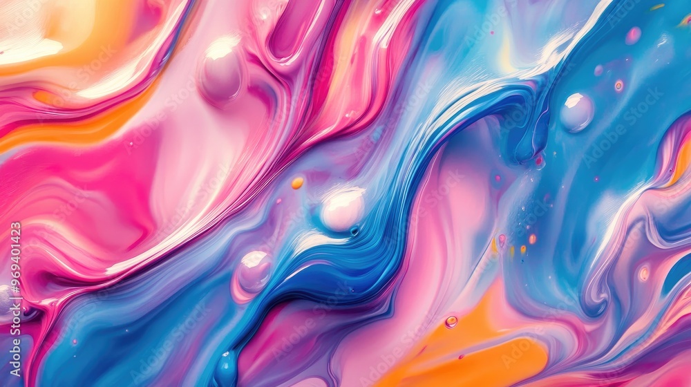 Poster a background of colorful swirling patterns, like paint dropped in water, creating a fluid and creati
