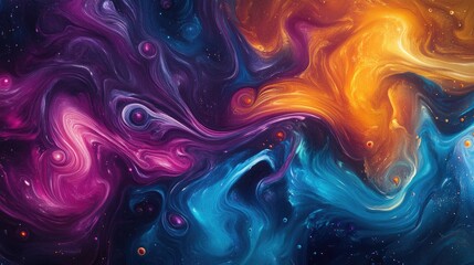 Fototapeta premium A background of colorful swirling patterns, like paint dropped in water, creating a fluid and creative design
