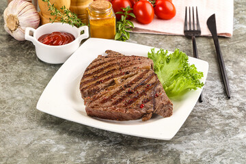 Delicus grilled beef steak with sauce