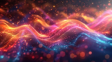 Science fiction colorful gradient wave shaped regular flowing light