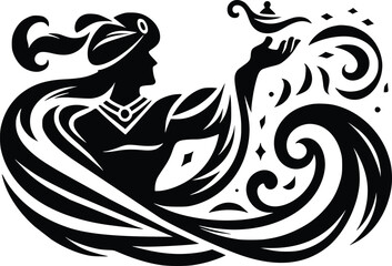 Black and White Illustration of Legendary Hero Aladdin