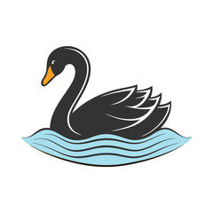 Graceful Black Swan with Golden Beak and Rippling Water Perfect for Logos and Branding